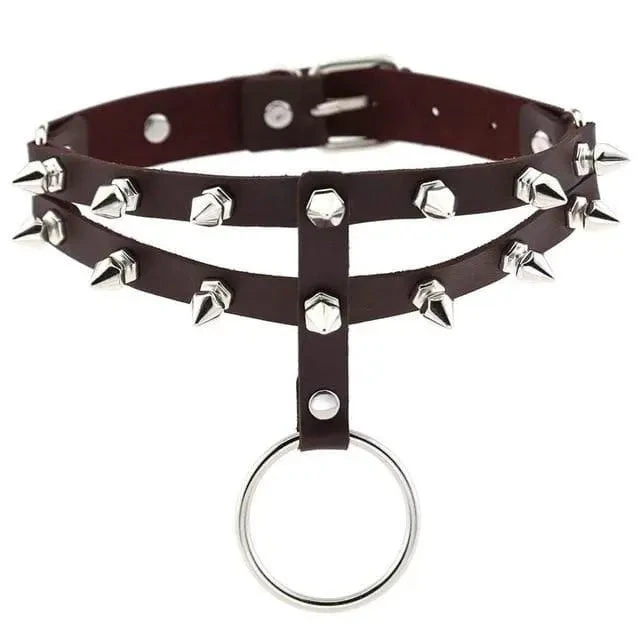 Gothic 2-Layer O-Ring Spikes Choker Necklace EG0018 15 Gothic 2-Layer O-Ring Spikes Choker Necklace EG0018 - Image 15