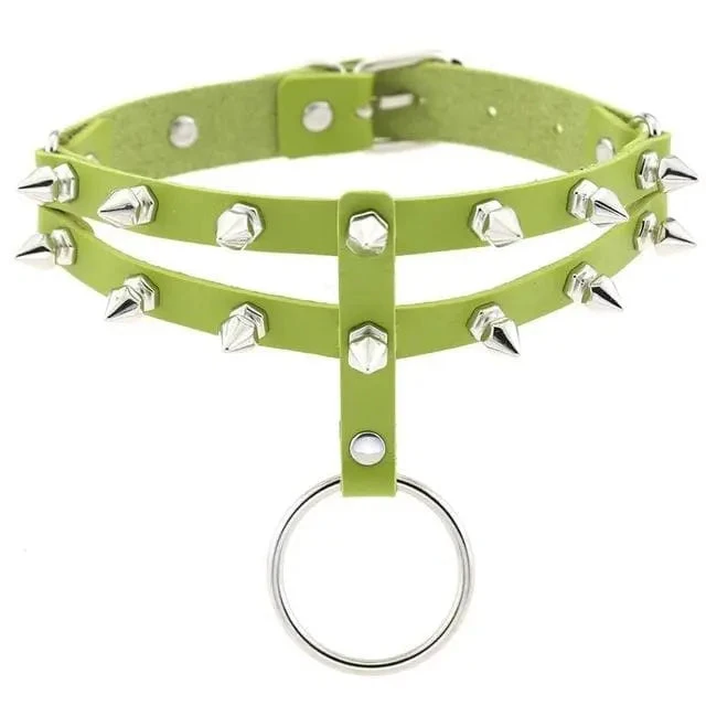 Gothic 2-Layer O-Ring Spikes Choker Necklace EG0018 6 Gothic 2-Layer O-Ring Spikes Choker Necklace EG0018 - Image 6