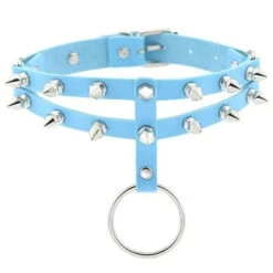 Gothic 2-Layer O-Ring Spikes Choker Necklace EG0018 35 Gothic 2-Layer O-Ring Spikes Choker Necklace EG0018 -EgrilDoll Fashion Outlet Store gothic 2 layer o ring spikes choker necklace eg0018 light blue 328