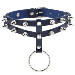 Gothic 2-Layer O-Ring Spikes Choker Necklace EG0018 36 Gothic 2-Layer O-Ring Spikes Choker Necklace EG0018 -EgrilDoll Fashion Outlet Store gothic 2 layer o ring spikes choker necklace eg0018 navy 410