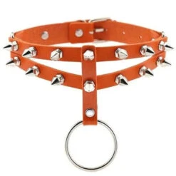 Gothic 2-Layer O-Ring Spikes Choker Necklace EG0018 37 Gothic 2-Layer O-Ring Spikes Choker Necklace EG0018 -EgrilDoll Fashion Outlet Store gothic 2 layer o ring spikes choker necklace eg0018 orange 139