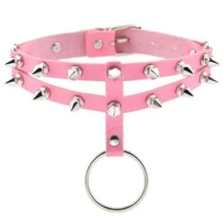 Gothic 2-Layer O-Ring Spikes Choker Necklace EG0018 24 Gothic 2-Layer O-Ring Spikes Choker Necklace EG0018 -EgrilDoll Fashion Outlet Store gothic 2 layer o ring spikes choker necklace eg0018 pink 284