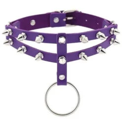 Gothic 2-Layer O-Ring Spikes Choker Necklace EG0018 32 Gothic 2-Layer O-Ring Spikes Choker Necklace EG0018 -EgrilDoll Fashion Outlet Store gothic 2 layer o ring spikes choker necklace eg0018 purple 901