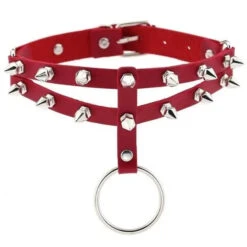 Gothic 2-Layer O-Ring Spikes Choker Necklace EG0018 39 Gothic 2-Layer O-Ring Spikes Choker Necklace EG0018 -EgrilDoll Fashion Outlet Store gothic 2 layer o ring spikes choker necklace eg0018 red 830