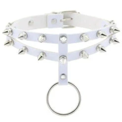 Gothic 2-Layer O-Ring Spikes Choker Necklace EG0018 33 Gothic 2-Layer O-Ring Spikes Choker Necklace EG0018 -EgrilDoll Fashion Outlet Store gothic 2 layer o ring spikes choker necklace eg0018 white 295