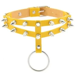 Gothic 2-Layer O-Ring Spikes Choker Necklace EG0018 27 Gothic 2-Layer O-Ring Spikes Choker Necklace EG0018 -EgrilDoll Fashion Outlet Store gothic 2 layer o ring spikes choker necklace eg0018 yellow 756