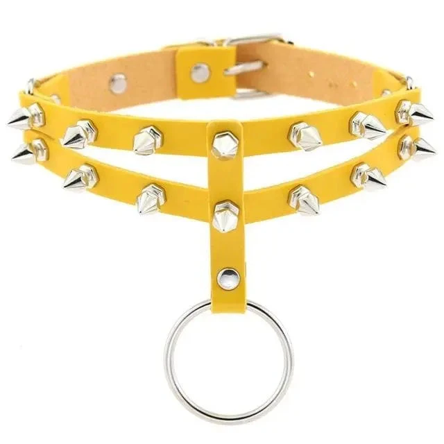 Gothic 2-Layer O-Ring Spikes Choker Necklace EG0018 8 Gothic 2-Layer O-Ring Spikes Choker Necklace EG0018 - Image 8