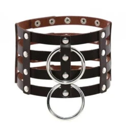 Gothic 4-Layer Faux Leather Double O-Ring Choker Necklace (Available In 15 Colors) EG0020 -EgrilDoll Fashion Outlet Store gothic 4 layer faux leather double o ring choker necklace available in 15 colors eg0020 217