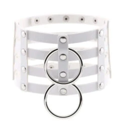 Gothic 4-Layer Faux Leather Double O-Ring Choker Necklace (Available In 15 Colors) EG0020 -EgrilDoll Fashion Outlet Store gothic 4 layer faux leather double o ring choker necklace available in 15 colors eg0020 219