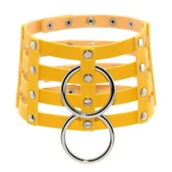 Gothic 4-Layer Faux Leather Double O-Ring Choker Necklace (Available In 15 Colors) EG0020 -EgrilDoll Fashion Outlet Store gothic 4 layer faux leather double o ring choker necklace available in 15 colors eg0020 547