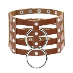 Gothic 4-Layer Faux Leather Double O-Ring Choker Necklace (Available In 15 Colors) EG0020 -EgrilDoll Fashion Outlet Store gothic 4 layer faux leather double o ring choker necklace available in 15 colors eg0020 623