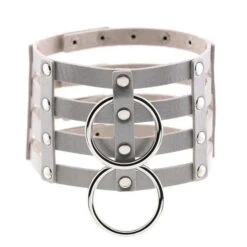 Gothic 4-Layer Faux Leather Double O-Ring Choker Necklace (Available In 15 Colors) EG0020 -EgrilDoll Fashion Outlet Store gothic 4 layer faux leather double o ring choker necklace available in 15 colors eg0020 634