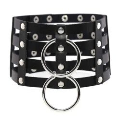 Gothic 4-Layer Faux Leather Double O-Ring Choker Necklace (Available In 15 Colors) EG0020 -EgrilDoll Fashion Outlet Store gothic 4 layer faux leather double o ring choker necklace available in 15 colors eg0020 696