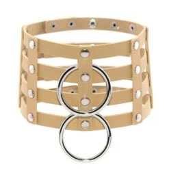 Gothic 4-Layer Faux Leather Double O-Ring Choker Necklace (Available In 15 Colors) EG0020 -EgrilDoll Fashion Outlet Store gothic 4 layer faux leather double o ring choker necklace available in 15 colors eg0020 916