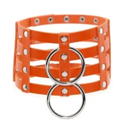Gothic 4-Layer Faux Leather Double O-Ring Choker Necklace (Available In 15 Colors) EG0020 -EgrilDoll Fashion Outlet Store gothic 4 layer faux leather double o ring choker necklace available in 15 colors eg0020 976