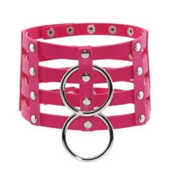 Gothic 4-Layer Faux Leather Double O-Ring Choker Necklace (Available In 15 Colors) EG0020 -EgrilDoll Fashion Outlet Store gothic 4 layer faux leather double o ring choker necklace available in 15 colors eg0020 994