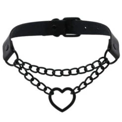 Gothic All Black Heart Chain Choker Necklace (Available In 16 Colors) EG454 -EgrilDoll Fashion Outlet Store gothic all black heart chain choker necklace available in 16 colors eg454 354
