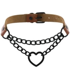 Gothic All Black Heart Chain Choker Necklace (Available In 16 Colors) EG454 -EgrilDoll Fashion Outlet Store gothic all black heart chain choker necklace available in 16 colors eg454 brown 828