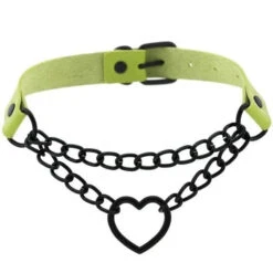Gothic All Black Heart Chain Choker Necklace (Available In 16 Colors) EG454 -EgrilDoll Fashion Outlet Store gothic all black heart chain choker necklace available in 16 colors eg454 green 911