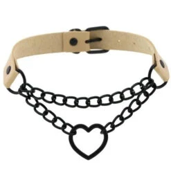 Gothic All Black Heart Chain Choker Necklace (Available In 16 Colors) EG454 -EgrilDoll Fashion Outlet Store gothic all black heart chain choker necklace available in 16 colors eg454 nude 534