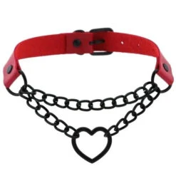 Gothic All Black Heart Chain Choker Necklace (Available In 16 Colors) EG454 -EgrilDoll Fashion Outlet Store gothic all black heart chain choker necklace available in 16 colors eg454 red 304