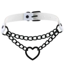 Gothic All Black Heart Chain Choker Necklace (Available In 16 Colors) EG454 -EgrilDoll Fashion Outlet Store gothic all black heart chain choker necklace available in 16 colors eg454 white 319