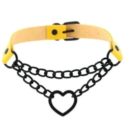 Gothic All Black Heart Chain Choker Necklace (Available In 16 Colors) EG454 -EgrilDoll Fashion Outlet Store gothic all black heart chain choker necklace available in 16 colors eg454 yellow 614