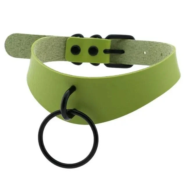 Gothic All Black Irregular Strap O-Ring Choker Necklace (Available In 16 Colors) EG0027 12 Gothic All Black Irregular Strap O-Ring Choker Necklace (Available In 16 Colors) EG0027 - Image 12