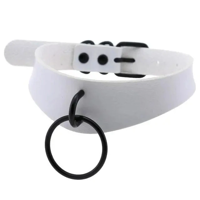 Gothic All Black Irregular Strap O-Ring Choker Necklace (Available In 16 Colors) EG0027 10 Gothic All Black Irregular Strap O-Ring Choker Necklace (Available In 16 Colors) EG0027 - Image 10