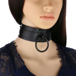 Gothic All Black Single O-Ring Choker Necklace (Available In 16 Colors) EG0028 -EgrilDoll Fashion Outlet Store gothic all black single o ring choker necklace available in 16 colors eg0028 331