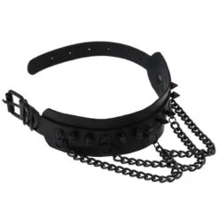 Gothic All Black Triple Chain Spikes Large Choker Necklace (Available In 16 Colors) EG063 -EgrilDoll Fashion Outlet Store gothic all black triple chain spikes large choker necklace available in 16 colors eg063 132