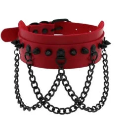 Gothic All Black Triple Chain Spikes Large Choker Necklace (Available In 16 Colors) EG063 -EgrilDoll Fashion Outlet Store gothic all black triple chain spikes large choker necklace available in 16 colors eg063 563