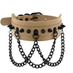 Gothic All Black Triple Chain Spikes Large Choker Necklace (Available In 16 Colors) EG063 -EgrilDoll Fashion Outlet Store gothic all black triple chain spikes large choker necklace available in 16 colors eg063 578