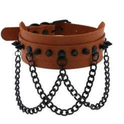 Gothic All Black Triple Chain Spikes Large Choker Necklace (Available In 16 Colors) EG063 -EgrilDoll Fashion Outlet Store gothic all black triple chain spikes large choker necklace available in 16 colors eg063 953