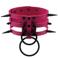 Gothic All Black Triple Layer O-Rings And Spikes Choker Necklace (Available In 16 Colors) EG493 -EgrilDoll Fashion Outlet Store gothic all black triple layer o rings and spikes choker necklace available in 16 colors 231