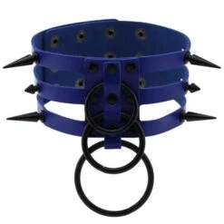 Gothic All Black Triple Layer O-Rings And Spikes Choker Necklace (Available In 16 Colors) EG493 -EgrilDoll Fashion Outlet Store gothic all black triple layer o rings and spikes choker necklace available in 16 colors 514