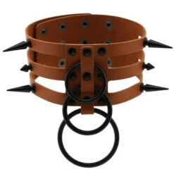 Gothic All Black Triple Layer O-Rings And Spikes Choker Necklace (Available In 16 Colors) EG493 -EgrilDoll Fashion Outlet Store gothic all black triple layer o rings and spikes choker necklace available in 16 colors 726