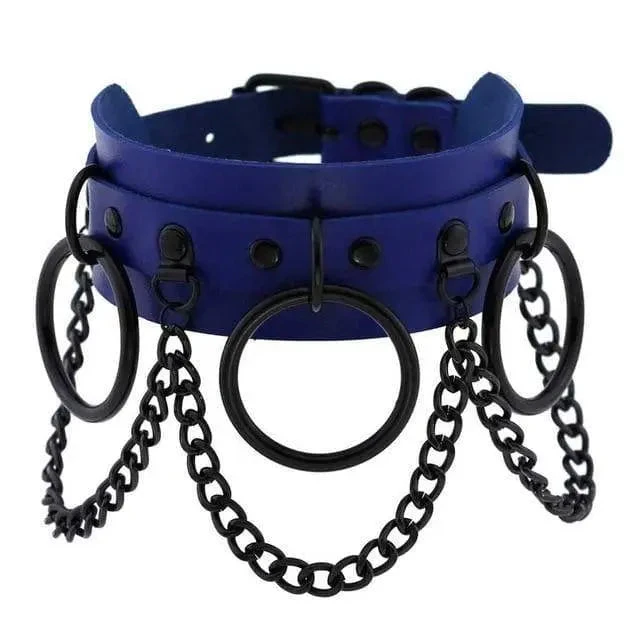 Gothic All Black Triple O-Ring Chains Large Choker Necklace (Available In 16 Colors) EG475 14 Gothic All Black Triple O-Ring Chains Large Choker Necklace (Available In 16 Colors) EG475 - Image 14