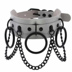 Gothic All Black Triple O-Ring Chains Large Choker Necklace (Available In 16 Colors) EG475 32 Gothic All Black Triple O-Ring Chains Large Choker Necklace (Available In 16 Colors) EG475 -EgrilDoll Fashion Outlet Store gothic all black triple o ring chains large choker necklace available in 16 colors eg475 681