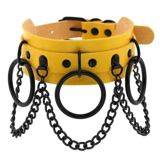 Gothic All Black Triple O-Ring Chains Large Choker Necklace (Available In 16 Colors) EG475 12 Gothic All Black Triple O-Ring Chains Large Choker Necklace (Available In 16 Colors) EG475 - Image 12