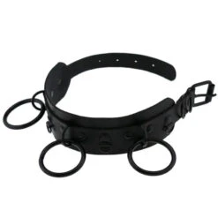 Gothic All Black Triple O-Ring Large Choker Necklace (Available In 16 Colors) EG0032 -EgrilDoll Fashion Outlet Store gothic all black triple o ring large choker necklace available in 16 colors eg0032 897