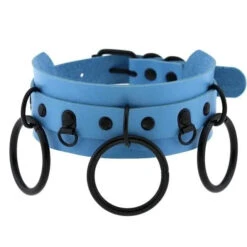 Gothic All Black Triple O-Ring Large Choker Necklace (Available In 16 Colors) EG0032 -EgrilDoll Fashion Outlet Store gothic all black triple o ring large choker necklace available in 16 colors eg0032 light 976