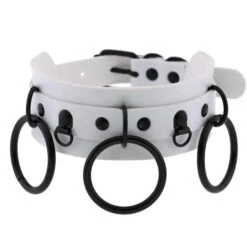 Gothic All Black Triple O-Ring Large Choker Necklace (Available In 16 Colors) EG0032 -EgrilDoll Fashion Outlet Store gothic all black triple o ring large choker necklace available in 16 colors eg0032 white 459