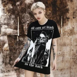 Gothic All Cats Are Black In The Dark T Shirt Top EG005
