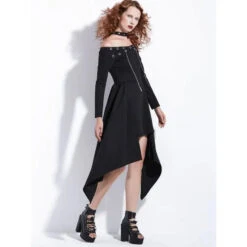 Gothic Asymmetrical Halter Eyelet Midi Dress EG0038 8 Gothic Asymmetrical Halter Eyelet Midi Dress EG0038 -EgrilDoll Fashion Outlet Store gothic asymmetrical halter eyelet midi dress eg0038 139