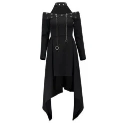 Gothic Asymmetrical Halter Eyelet Midi Dress EG0038