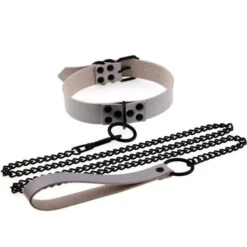 Gothic Black O-Ring Choker Necklace With Chain (Available In 16 Colors) EG140 -EgrilDoll Fashion Outlet Store gothic black o ring choker necklace with chain available in 16 colors eg140 gray 981