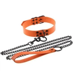 Gothic Black O-Ring Choker Necklace With Chain (Available In 16 Colors) EG140 -EgrilDoll Fashion Outlet Store gothic black o ring choker necklace with chain available in 16 colors eg140 orange 152