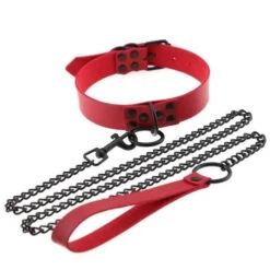 Gothic Black O-Ring Choker Necklace With Chain (Available In 16 Colors) EG140 -EgrilDoll Fashion Outlet Store gothic black o ring choker necklace with chain available in 16 colors eg140 red 821