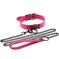 Gothic Black O-Ring Choker Necklace With Chain (Available In 16 Colors) EG140 -EgrilDoll Fashion Outlet Store gothic black o ring choker necklace with chain available in 16 colors eg140 rose 453